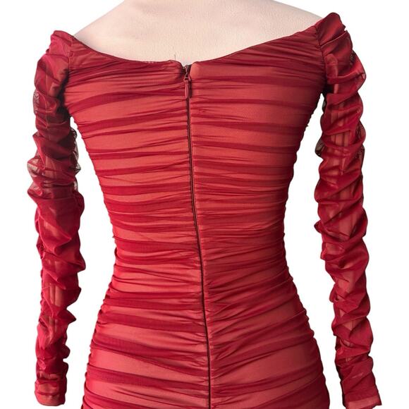 HOUSE OF CB Wine Stretch Tulle Dress Size XS - Picture 12 of 12